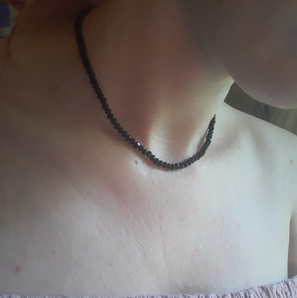 Black Crystal Charm Choker